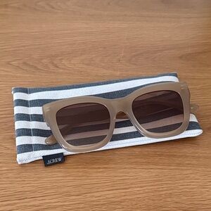 J. Crew Sunglasses in Brown with Striped Pouch